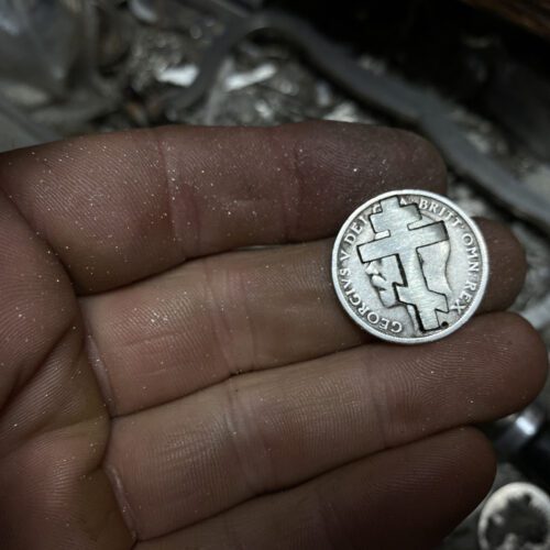 Russian Orthodox Cross necklace handmade from a silver coin