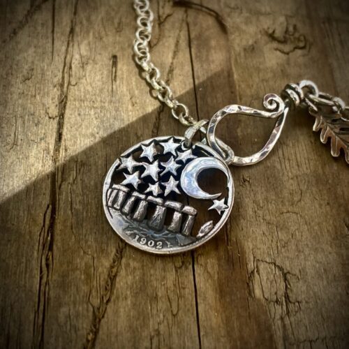 lucky sixpence solstice coin necklace pendant handmade in Cambridge