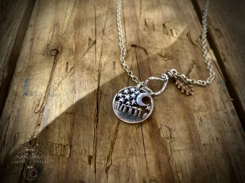 lucky sixpence solstice coin necklace pendant handmade in Cambridge