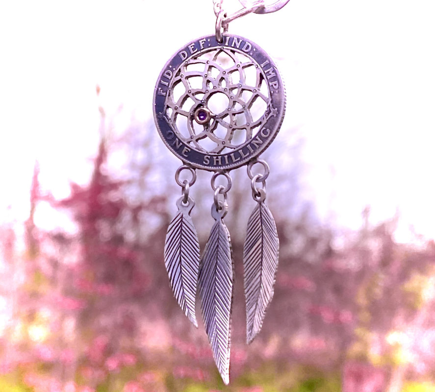 dream catcher necklace recycled silver