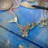 handmade and recycled silver mermaid necklace complete with seahorse and precious oyster