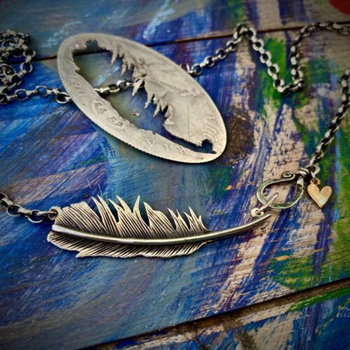 raven feather ethical silver handcrafted from coins