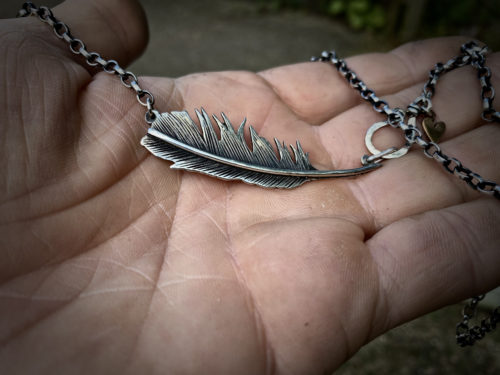 raven feather ethical silver handcrafted from coins