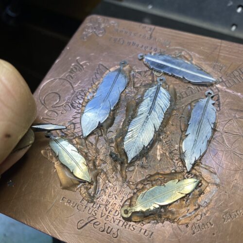 feather earrings dream Cather handmade and recycled