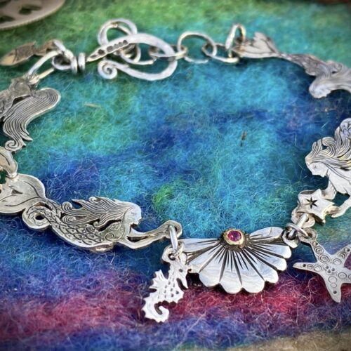 mermaid bracelet handmade and recycled silver