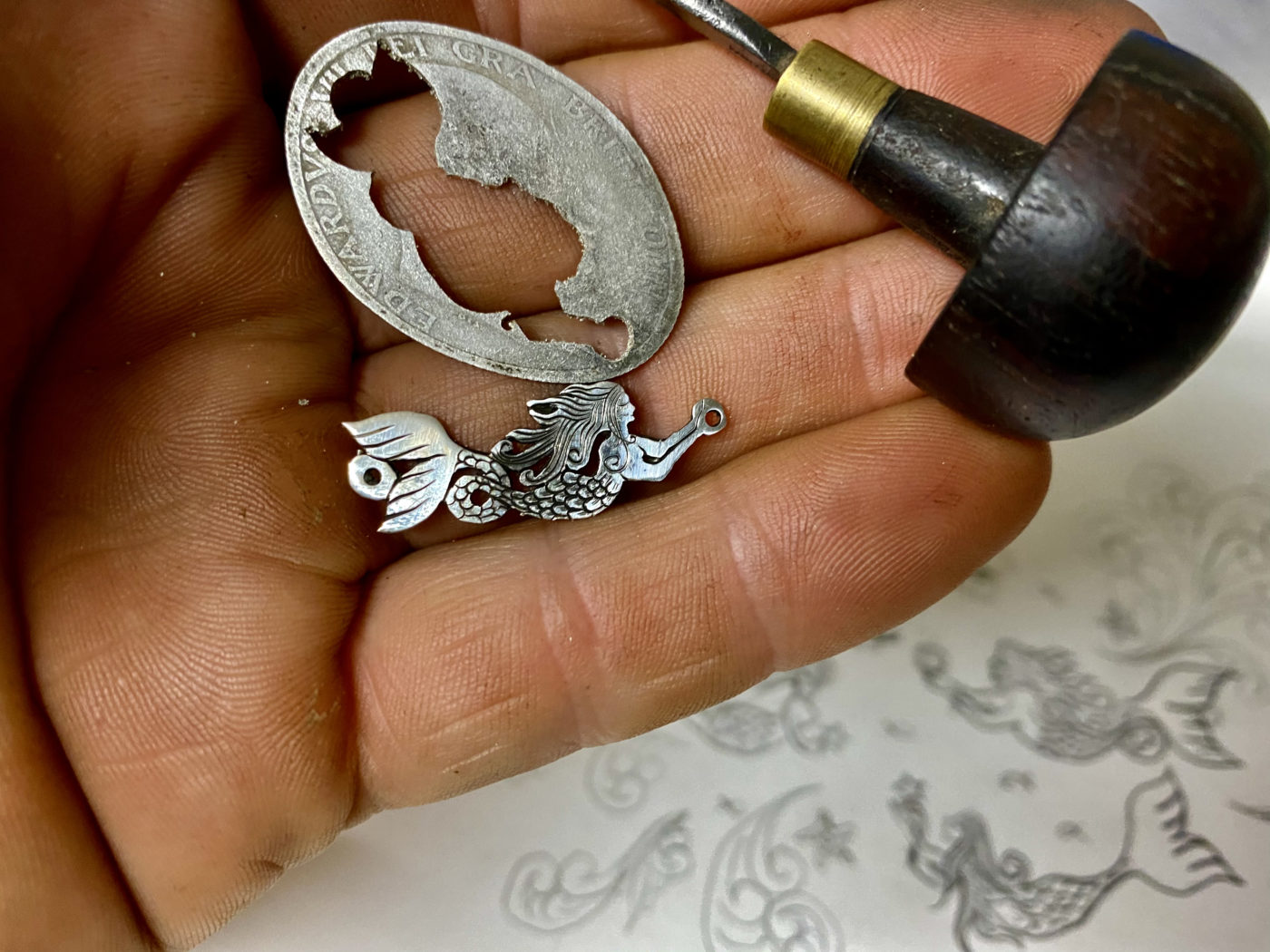 mermaid bracelet handmade and recycled silver