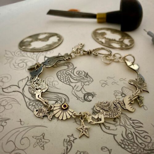 mermaid bracelet handmade and recycled silver