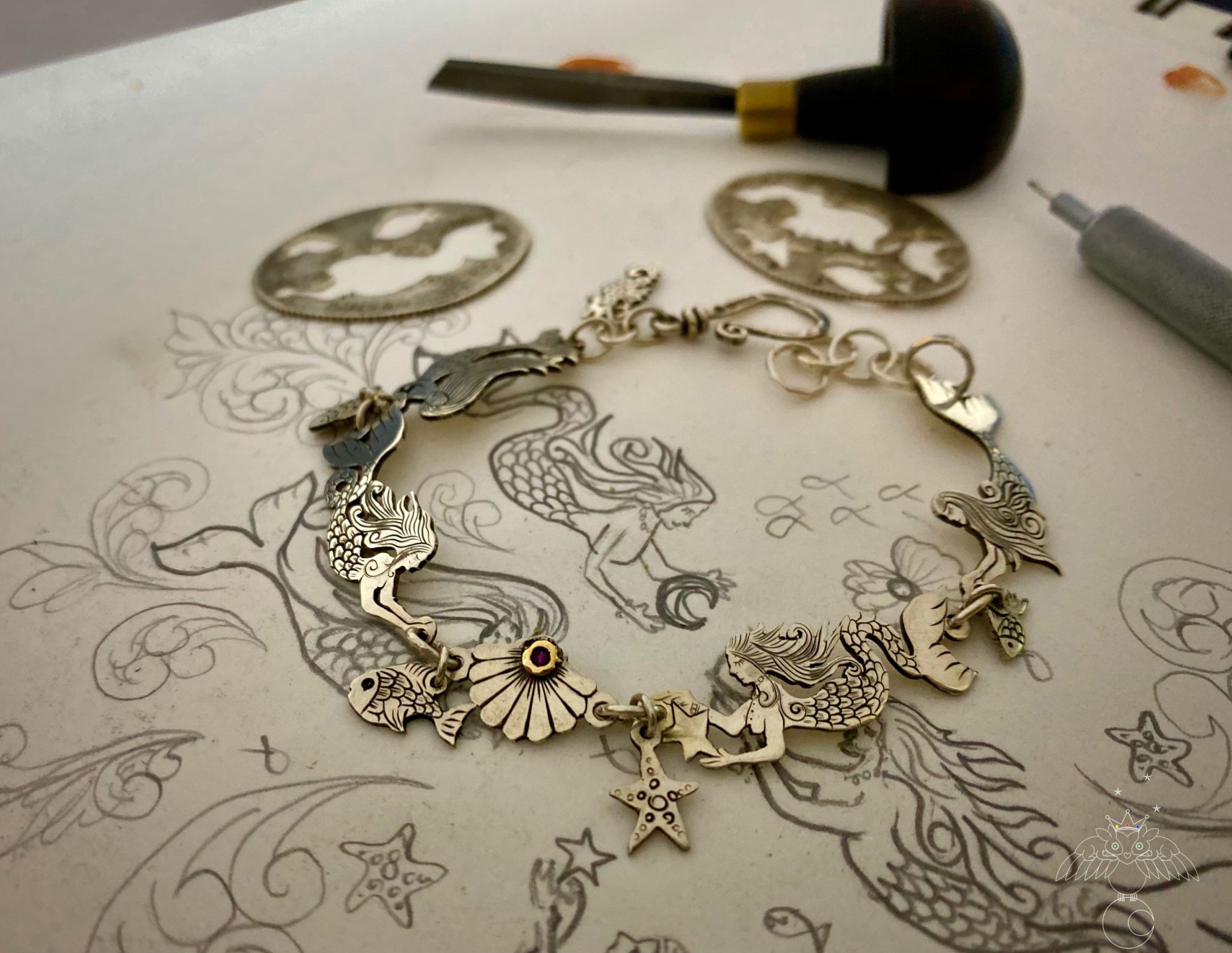 mermaid bracelet handmade and recycled silver