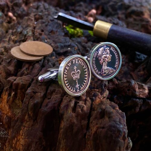 half penny cufflinks handmade and ethical, COP26