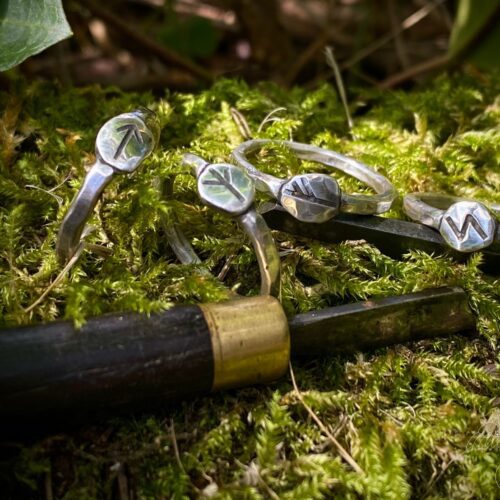 Silver rune rings handmade and recycled in Cambridge