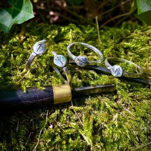Silver rune rings handmade and recycled in Cambridge