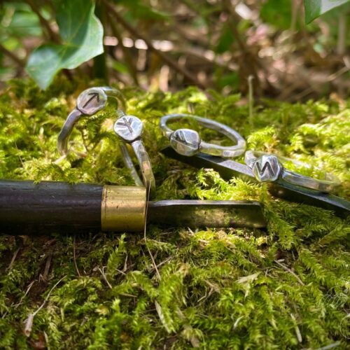 Silver rune rings handmade and recycled in Cambridge