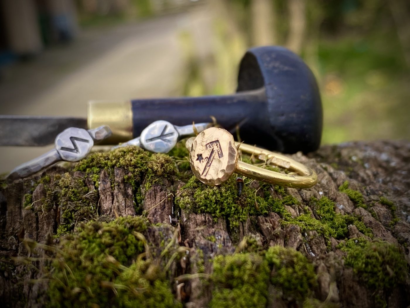 recycled 22ct gold ancient rune ring