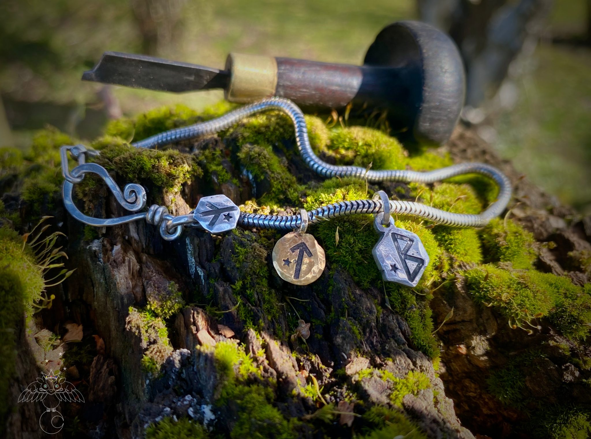Gold celtic viking Northern European rune symbol bracelet jewellery