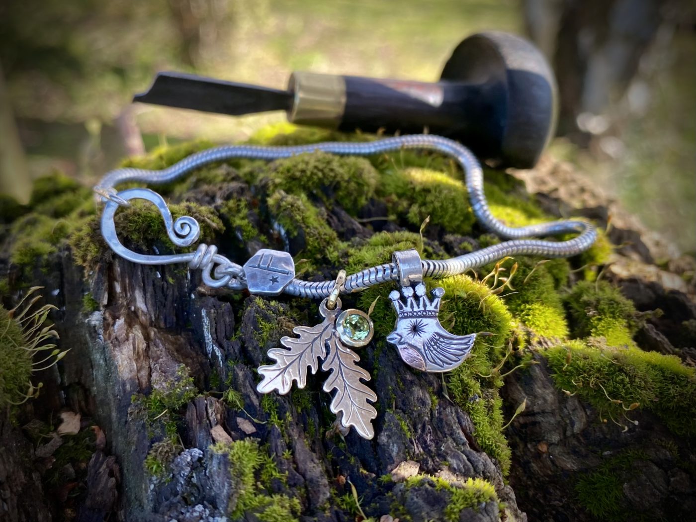 Silver handmade celtic Northern European rune symbol bracelet jewellery