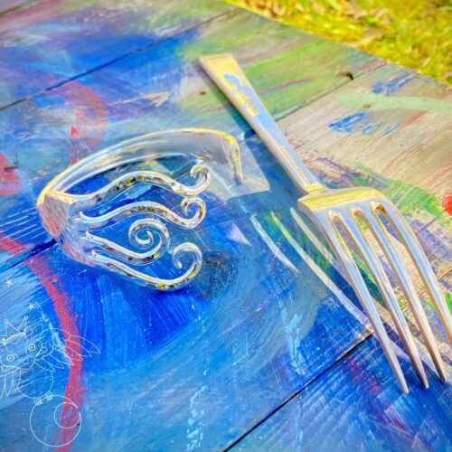 shimmering waves fork bangle bracelet recycled antique fork