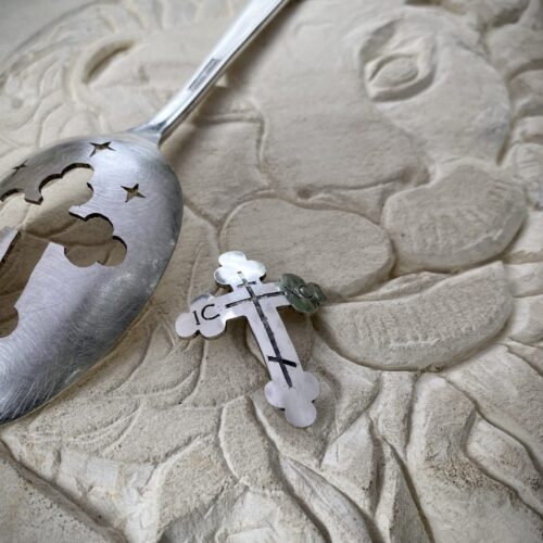 christian cross brooch gift handcrafted, unique, made in England, Cambridge