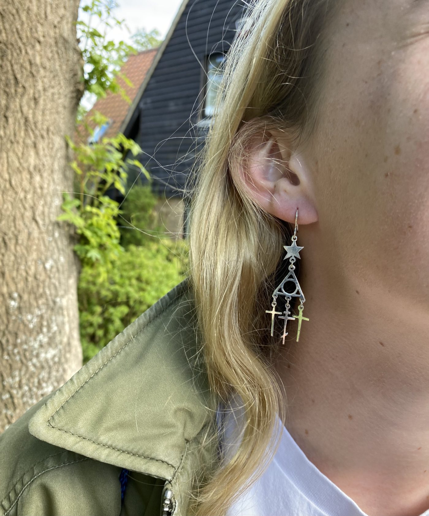 Golgotha silver cross earrings IC XC NIKA jewellery
