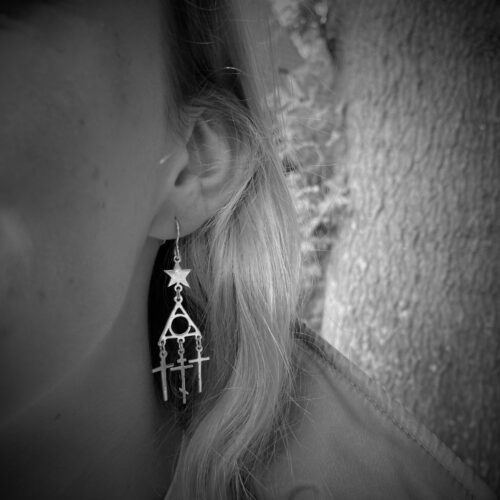 Golgotha silver cross earrings IC XC NIKA jewellery