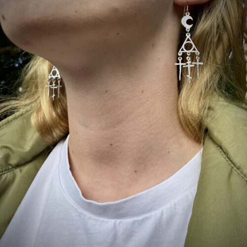 Golgotha silver cross earrings IC XC NIKA jewellery