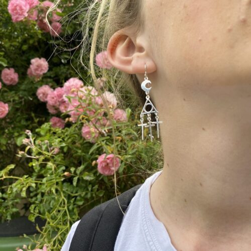 Golgotha silver cross earrings IC XC NIKA jewellery