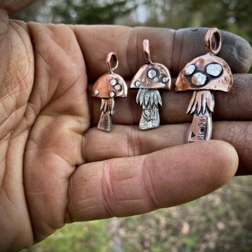 magic mushroom mushies shroom jewellery made from up cycled coins