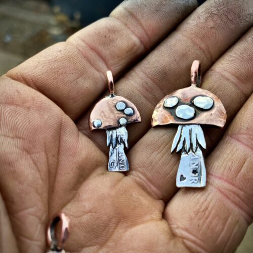 magic mushroom mushies shroom jewellery made from up cycled coins