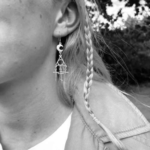 Golgotha calvary earrings made from silver coins