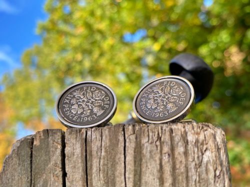 lucky sixpence cufflinks 50th birthday present gift for man