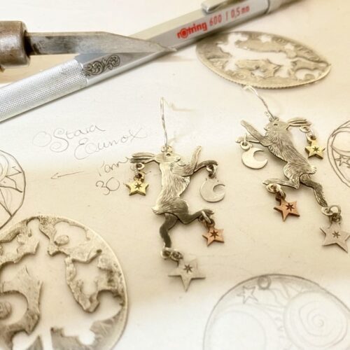 magical boxing hares handmade jewellery