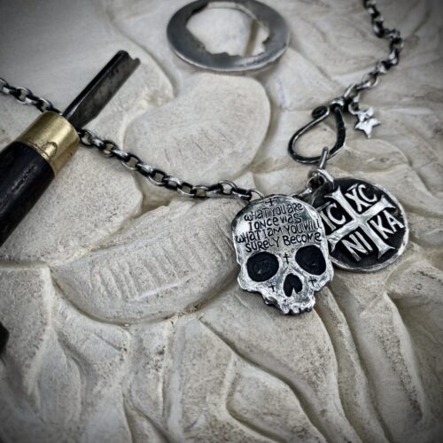 what you are i once was skull necklace memento mori