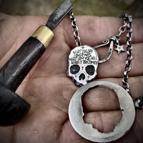 what you are i once was skull necklace memento mori