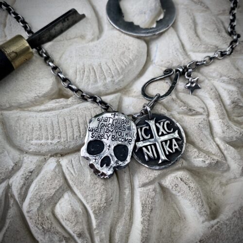 what you are i once was skull necklace memento mori