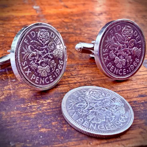 lucky sixpence cufflinks 60th birthday present gift for man