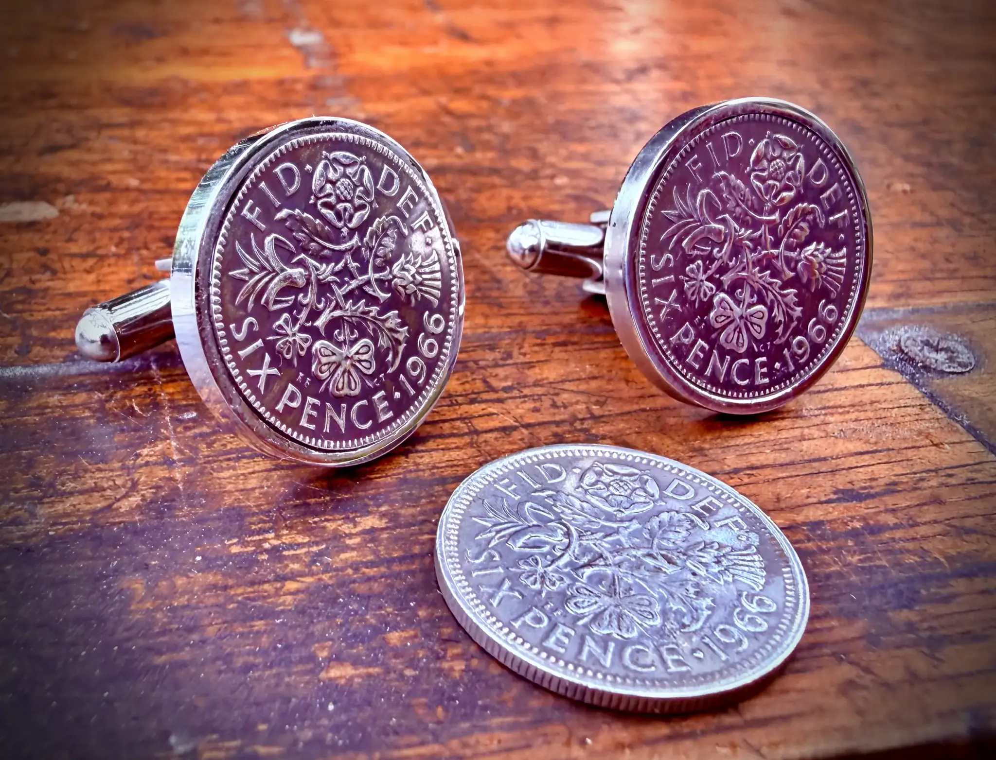 lucky sixpence cufflinks 60th birthday present gift for man