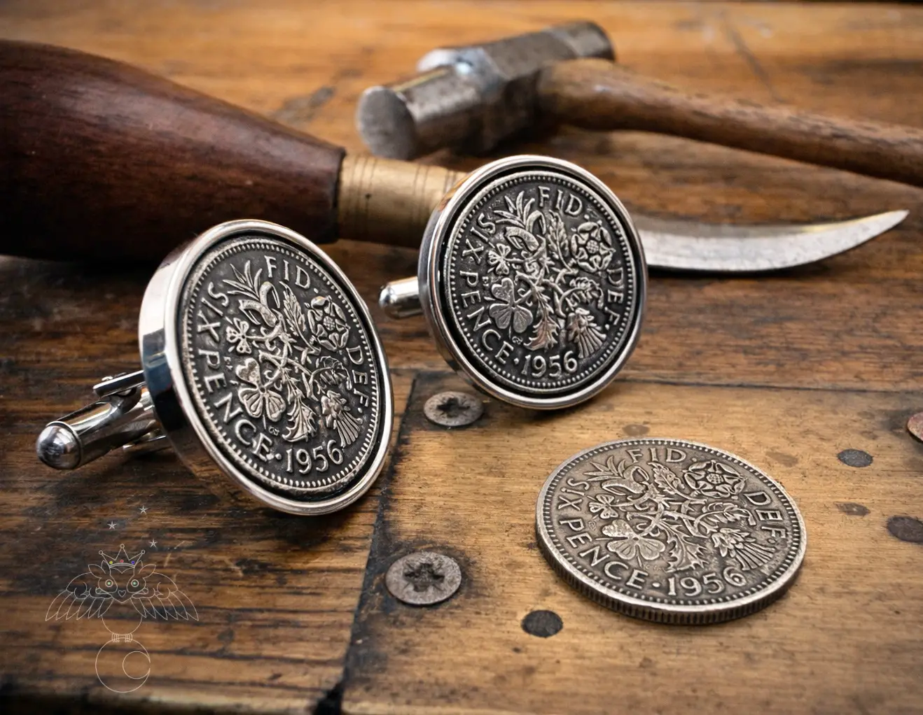 lucky sixpence cufflinks 70th birthday present gift for man