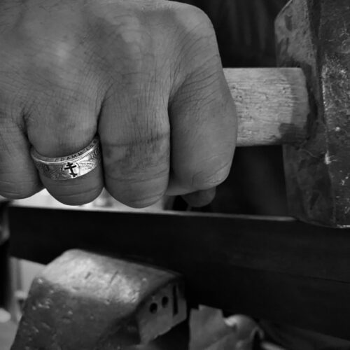 ICXC NIKA Russian Orthodox Cross ring handmade from a 50 kopek silver coin circa 1924. Вера в Бога