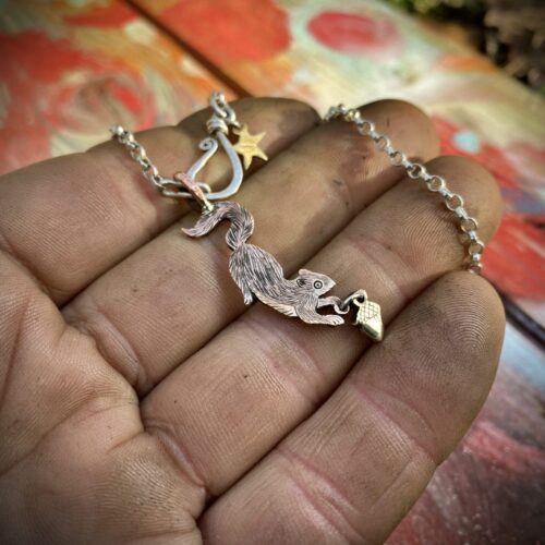 Squirrel jewellery handmade and recycled silver coins squirrel charm for a tree sculpture, necklace or bracelet