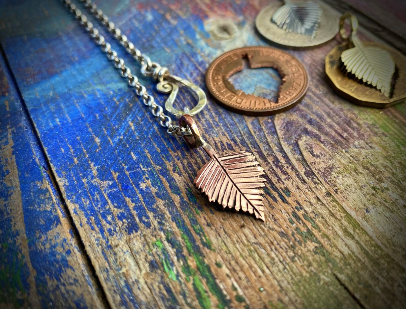 silver birch leaf jewellery made from recycled, repurposed, upcycled coins and silver