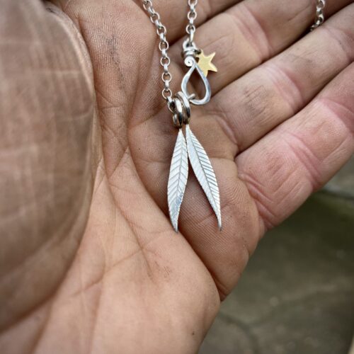 weeping willow leaf jewellery made from recycled, repurposed, upcycled coins and silver