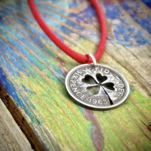 60th birthday Lucky sixpence coin jewellery 1963 Handcrafted and recycled lucky sixpence coin necklace pendant