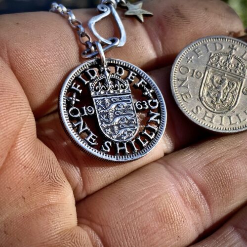 60th birthday 1963 two shilling FlorinHandcrafted and recycled birthday shilling pendant