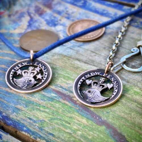 50th birthday present ethical handmade handcrafted jewellery necklace made from old 1973 coin little bird pendant