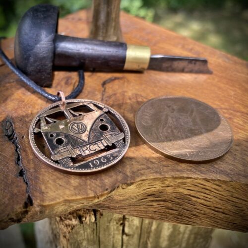 vw campervan splitty split screen handmade coin necklace pendant jewellery