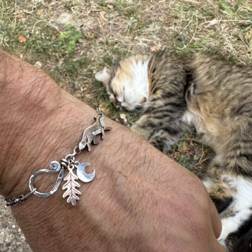 fox bracelet made from recycled silver and copper. Ethical jewellery