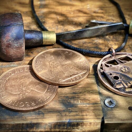 vw campervan splitty split screen handmade coin necklace pendant jewellery