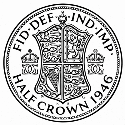1946 silver half crown coin 80th Birthday gifts handmade in England silver jewellery