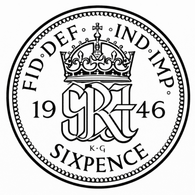 1946 sixpence coin 80th Birthday gifts handmade in England silver jewellery
