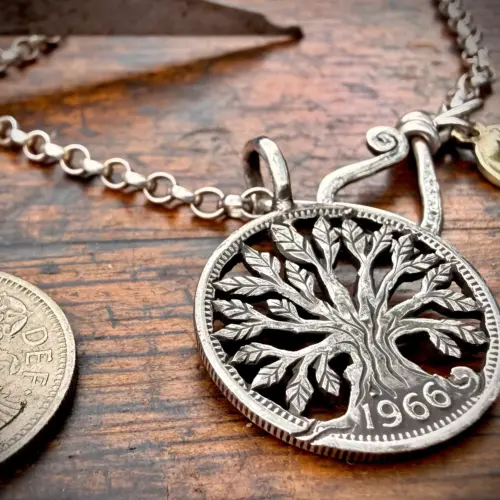 60th birthday Lucky sixpence coin jewellery 1966 Handcrafted and recycled lucky sixpence coin necklace pendant