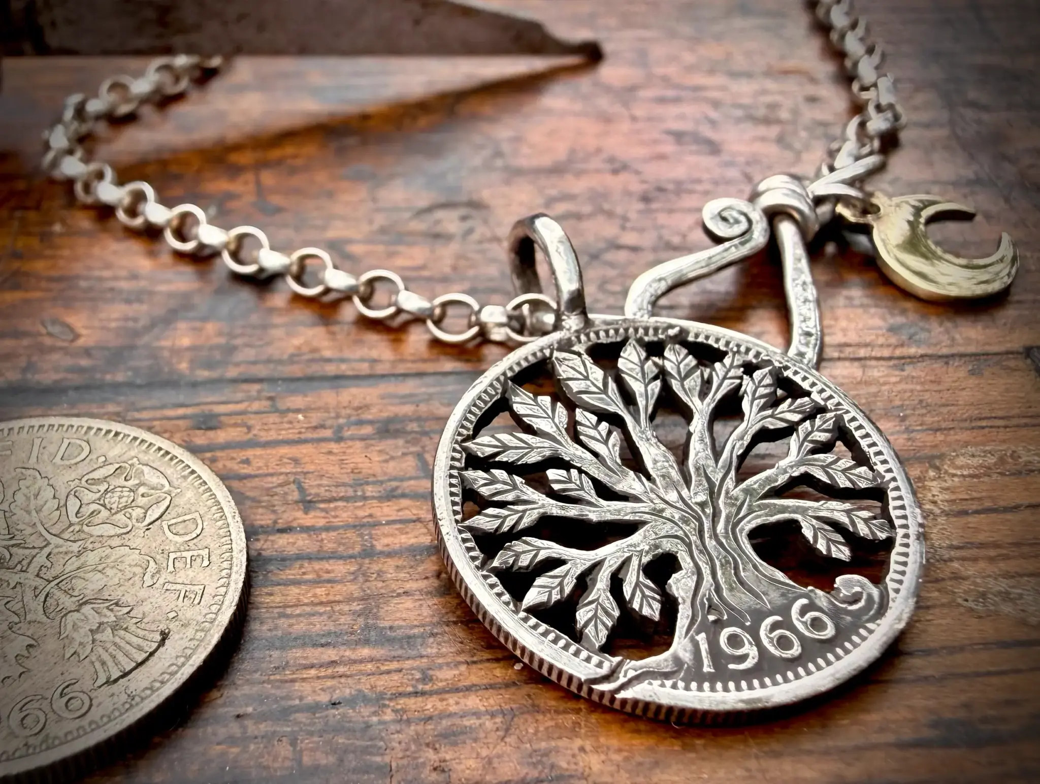 60th birthday Lucky sixpence coin jewellery 1966 Handcrafted and recycled lucky sixpence coin necklace pendant